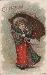 Girl Umbrella Postcard