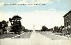 North Third Street And Water Tower McAlester, OK Postcard Postcard