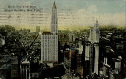 Birds Eye View From Singer Building New York City, NY Postcard Postcard