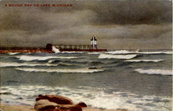 A Rough Day On Lake Michigan Postcard Postcard