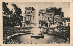 Teplice Sanatorium, fountain and gardens, Czechoslovakia Postcard