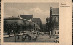 Breslau Schweidnitzerstrasse Street View with Trams Wrocław, Poland Eastern Europe Postcard Postcard Postcard