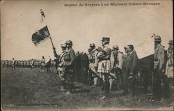 Czechoslovak Legion, Presentation of Colors, Darney, France, WWI Postcard