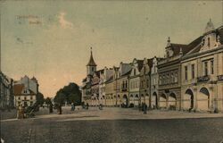 Vintage Domazlice, Bohemia, Town Square View Postcard Czechoslovakia Postcard Postcard Postcard