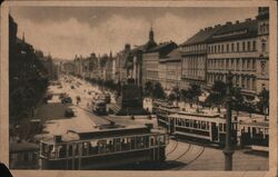 Wenceslas Square, Prague, Czechoslovakia - Trams Postcard Postcard Postcard