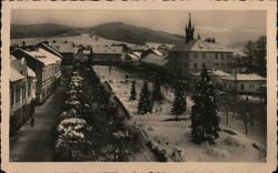 Snowy Town Square, Kdyně, Bohemia, Czechia Postcard