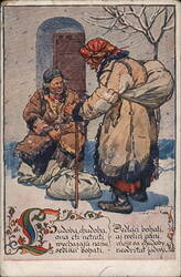 Slovak Poor and Rich, Chudoba, Antonín Frolka Czechoslovakia Art A. Frolka Postcard Postcard Postcard