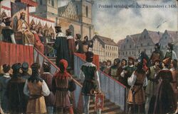 Prague Citizens Pay Homage to Emperor Sigismund, 1436 Czechoslovakia Postcard Postcard Postcard