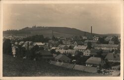 Freudenthal, Czechoslovakia - View of Town with Church on Hill Bruntal, CZ Postcard Postcard Postcard