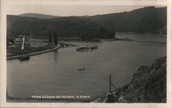 Paddle Steamer on the Vltava River at the Confluence with Sazava River Davle, Czechoslovakia Postcard Postcard Postcard