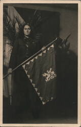 Female Czech Soldier with Flag, Marie Valterová, Prague Uprising 1945 Czechoslovakia Postcard Postcard Postcard