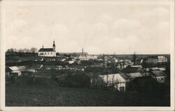 Kokory, Czech Republic - View of Town with Church Postcard