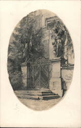 Entrance Gate with Angel Statues Postcard