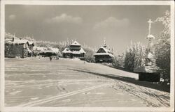 Radhošť, Winter View of Hotel and Chapel Czechoslovakia Postcard Postcard Postcard