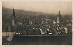 Vintage Zurich Switzerland Cityscape View Postcard Postcard Postcard