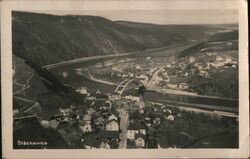 Štěchovice, Czechoslovakia - View of the Village and Bridge Postcard Postcard Postcard