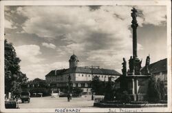 Poděbrady, Jiriho Square with Castle and Marian Column Czechoslovakia Postcard Postcard Postcard