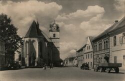 Horšovský Týn, Church and Street View Czechoslovakia Postcard Postcard Postcard