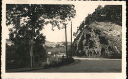 Roadside View with Rock Formation, Czechoslovakia Postcard