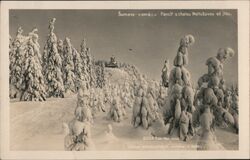 Pancíř lookout tower in winter, Šumava Mountains Železná Ruda, Czechoslovakia Max Jonák Postcard Postcard Postcard