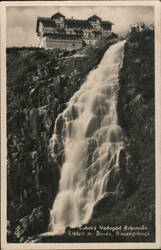 Labský Waterfall and Baude, Krkonoše Mountains Špindlerův Mlýn, CZ Czechoslovakia Postcard Postcard Postcard