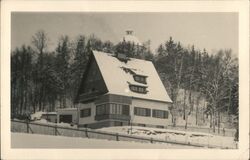 Snowy House with Observatory in Background Postcard