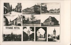 Nine Views of Vysoké Mýto, Czechoslovakia Postcard