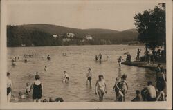 People swimming at Babylon lake resort, Czechoslovakia Postcard Postcard Postcard