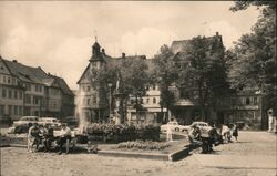 Market Square with Fountain in Schleusingen, Germany Postcard