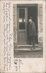 Man Standing in Doorway, Kladno, Bohemia Postcard