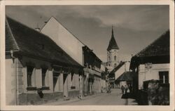 Vodňany Street Scene with Church Czechoslovakia Postcard Postcard Postcard