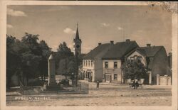 Pysely, Czech Republic - Town Square Postcard