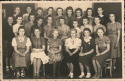 Group of Young Women, Czechoslovakia, Vintage Postcard School and Class Photos Postcard Postcard Postcard