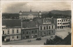 Holešov, Czechoslovakia - Town Square and Castle Postcard Postcard Postcard