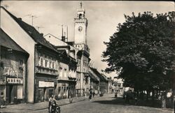 Postoloprty, Mírové náměstí, Town Hall with Clock Tower Czechoslovakia Postcard Postcard Postcard