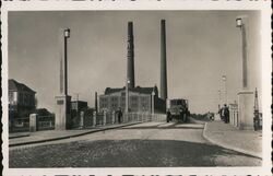 Přerov - Steam Power Plant, Truck on Bridge Postcard