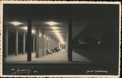 Lázně Poděbrady Colonnade at Night Czechoslovakia Postcard Postcard Postcard