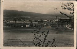 Zvolen, Czechoslovakia - View of Town with Church and Mountains Postcard