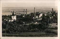 Dobrowitz-Dobrovice Sugar Factory and Church Postcard