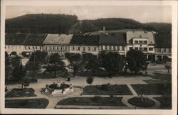 Reschofsky, Czechoslovakia Town Square Fountain Postcard