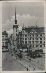 Brünn, Kirchen gasse, Telefunken Building, Streetcar Brno, Czechoslovakia Postcard Postcard Postcard