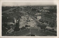 Poděbrady, Czechoslovakia - Aerial View of Town Square Postcard Postcard Postcard