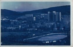 Zlin, Czechoslovakia - City View with Stadium Postcard Postcard Postcard