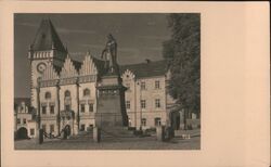 Town Hall and Jan Žižka Statue, Tabor, Czechoslovakia Tábor, Czechoslovakia Postcard Postcard Postcard