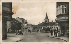 Valašské Meziříčí town square, Czechoslovakia Postcard