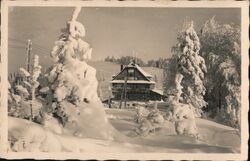 Snowy Berghotel on Valassku, Javorniky Mountains, Czechoslovakia Valašská Bystřice, Czechoslovakia Postcard Postcard Postcard