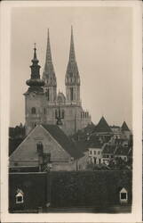 Vintage View of Zagreb Cathedral, Croatia Postcard