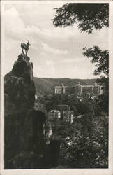 Karlovy Vary, Stag Leap Statue and Hotel Imperial Czechoslovakia Postcard Postcard Postcard