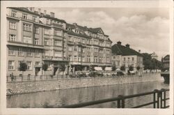 Ceske Budejovice, Czechoslovakia, Riverfront View Postcard