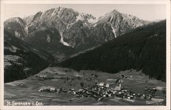 St. Lorenzen i. Les. aerial view of village and mountains Sankt Lorenzen im Lesachtal, KT Austria Postcard Postcard Postcard